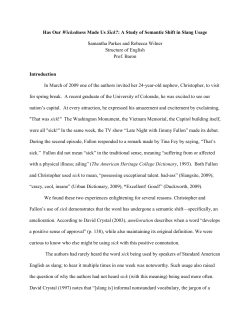 Has Our Wickedness Made Us Sick