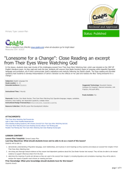 Close Reading an excerpt from Their Eyes Were Watching God