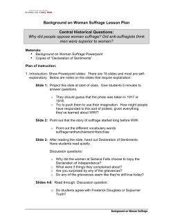Background on Woman Suffrage