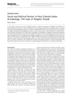 Social and Political Factors in Post-colonial Indian Archaeology: the