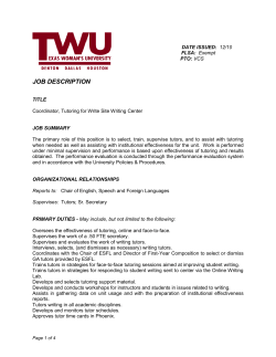 job description - Texas Woman`s University
