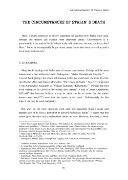 THE CIRCUMSTANCES OF STALIN` S DEATH THE