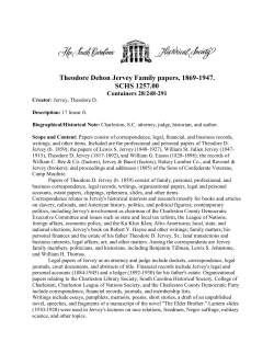 Theodore Dehon Jervey Family papers, 1869