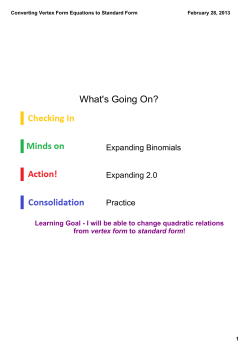 Converting Vertex Form Equations to Standard Form