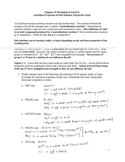Chapter 15 Worksheet 4 (wsI5.4) Acid-Base Properties of