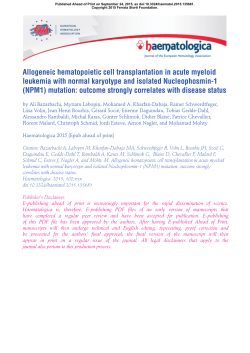 Allogeneic hematopoietic cell transplantation in