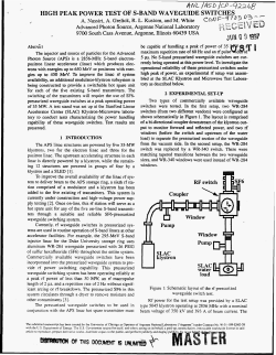 HIGH PEAK POWER TEST OF S-BAND WAVEGUIDE SWITCHES