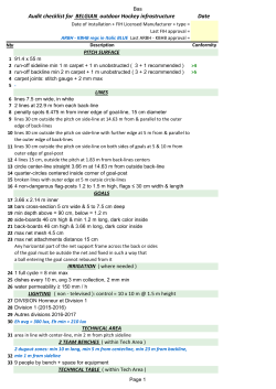 Audit checklist for BELGIAN outdoor Hockey infrastructure Date