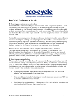 Eco-Cycle`s Ten Reasons to Recycle