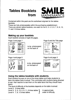 Tables booklets from SMILE mathematics