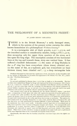 The Philosophy of a Memphite Priest. With a