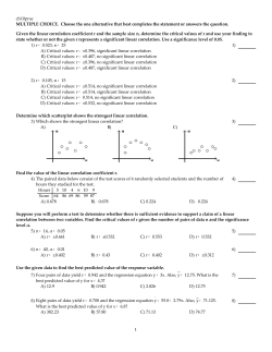 ch10prac MULTIPLE CHOICE. Choose the one