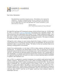 Most Recent Letter to Shareholders