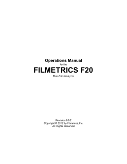 Manual for FILMETRICS F20 Thin-Film Analyzer