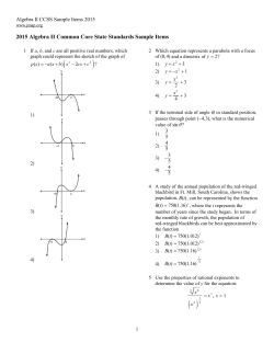 2015 Algebra II Common Core State Standards Sample Items