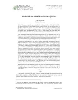 Fieldwork and Field Methods in Linguistics