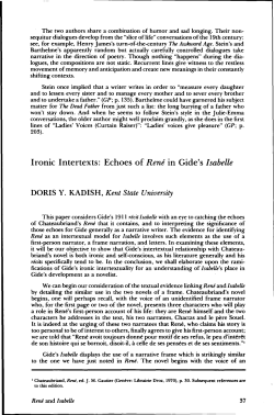 Ironic Intertexts: Echoes of Ren&eacute; in Gide`s Isabelle