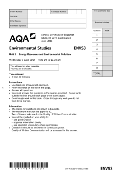A-level Environmental Studies Question paper Unit 03