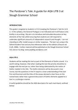 The Pardoner`s Tale: A guide for AQA LITB 3 at Slough Grammar