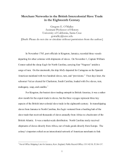 Merchant Networks in the British Intercolonial Slave Trade in the