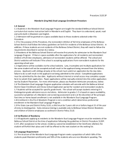 Procedure 3120.3P Mandarin (Jing Mei) Dual Language Enrollment