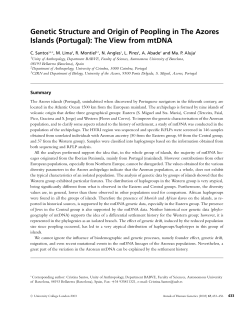 Genetic Structure and Origin of Peopling in The Azores Islands