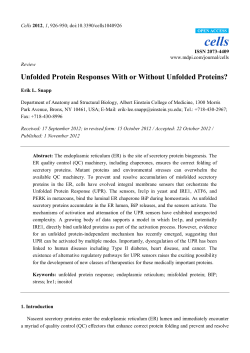 Unfolded Protein Responses With or Without Unfolded Proteins?