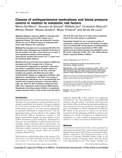 Classes of antihypertensive medications and blood pressure