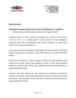 NEWS RELEASE ARTIVISION TECHNOLOGIES` INITIAL PUBLIC