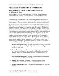 Session I: Non-reproductive Effects of Spaying and Neutering