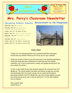 Mrs. Percy`s Classroom Newsletter Upcoming School Events