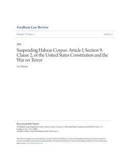 Suspending Habeas Corpus: Article I, Section 9, Clause 2, or the