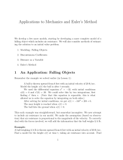 Applications to Mechanics and Euler`s Method