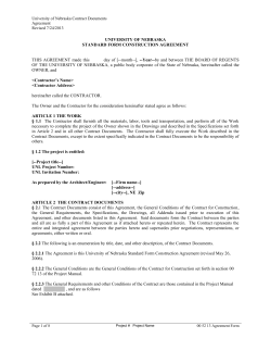 Standard Form Construction Agreement