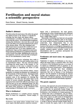 Fertilisation and moral status: a scientific
