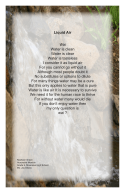 Liquid Air Wai Water is clean Water is clear Water is tasteless I