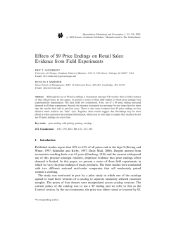 Effects of $9 Price Endings on Retail Sales