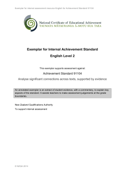 Exemplar for Internal Achievement Standard English Level 2