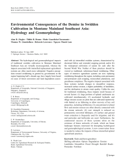 Environmental Consequences of the Demise in Swidden Cultivation