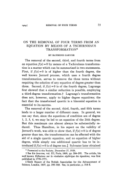 73 ON THE REMOVAL OF FOUR TERMS FROM AN EQUATION BY