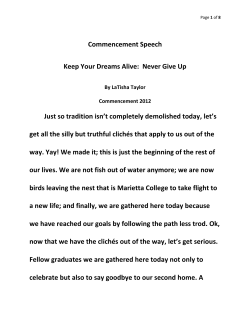 Commencement Speech Keep Your Dreams Alive: Never Give Up