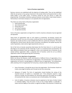 Forms of Business Organisations