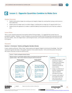 Lesson 1: Opposite Quantities Combine to Make Zero