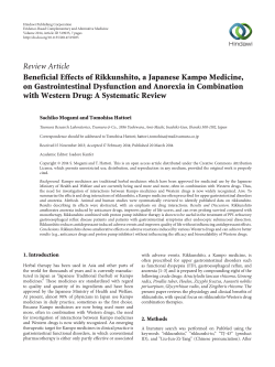 Beneficial Effects of Rikkunshito, a Japanese Kampo Medicine, on