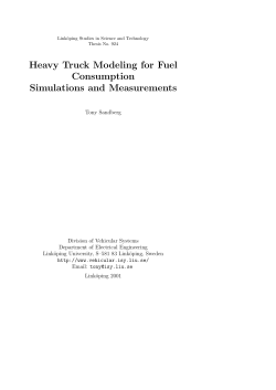 Heavy Truck Modeling for Fuel Consumption Simulations
