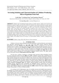 Screening Isolation and Characterization of Cellulase
