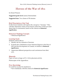 Heroes of the War of 1812 - Historical Thinking Project