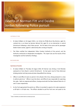 Deaths of Norman Fitt and Deidre Jordan following Police pursuit