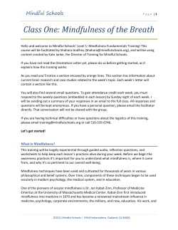 Class One: Mindfulness of the Breath