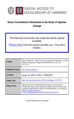 Some Conventional Orthodoxies in the Study of Agrarian Change